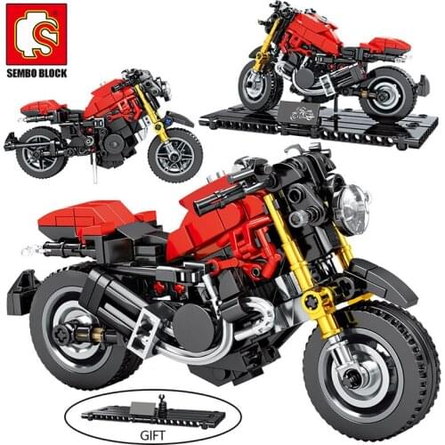 SEMBO MOC City Speed Motorbike Model Building Blocks Electric Motorcycle Creator Motor Car Bricks Educational Toy for Boys