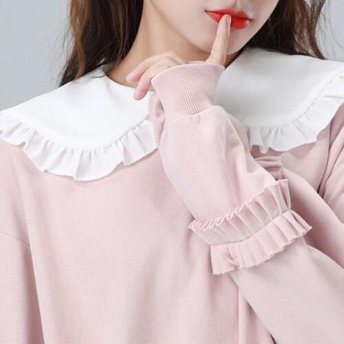 Women Girls Doll Detachable Fake Collar Ruffles Lapel Shawl Shoulder Wrap Shirt