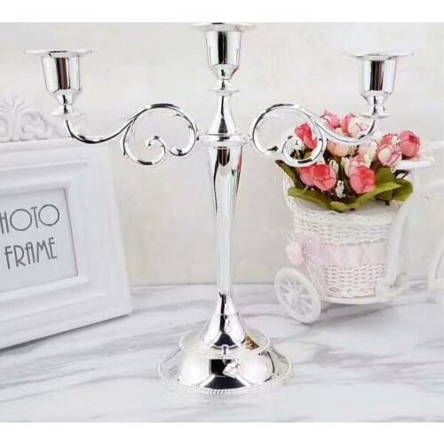 Silver/Gold/Bronze/Black 3-Arms Metal Pillar Candle Holders Candlestick Wedding Decoration Stand Home Decor Candelabra