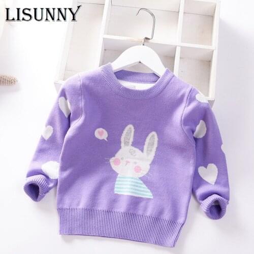 Girls Sweater 2021 Autumn Winter Cartoon Rabbit Princess Baby Jumper Children Sweaters Toddler Pullover Kids Knitted Clothes