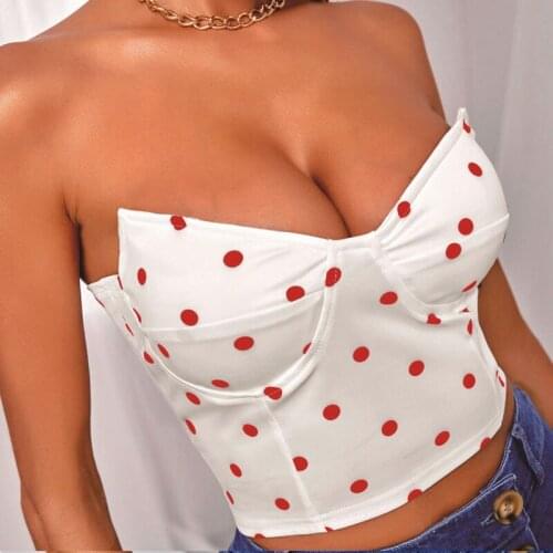 2021 New Designer Backless Polka Dot Print Off Sholder Vest Vintage StraplessTube Top Corset Summer Clothing