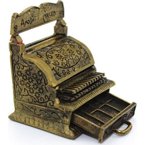 1:12 Scale Vintage Metal Cash Register Model Miniature DIY Dollhouse Home Decor Simulation Furniture Toy