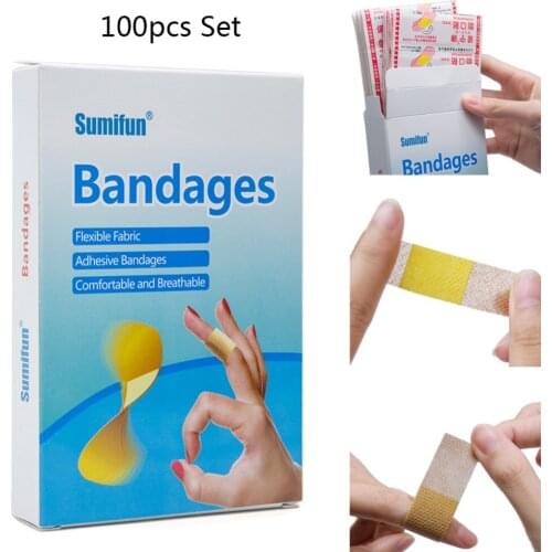 100pcs/Box Band Aid Wound Dressings Sterile Hemostasis Stickers First Aid Cushion Adhesive Plaster Bandage Strips #269548