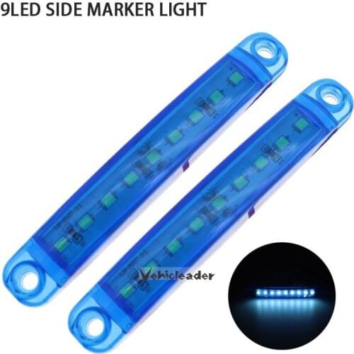 2x 9LED Bus Truck Trailer Truck 24V LED Lights Side Marker Light Waterproof Blue LED Light Tail Indicator Parking Light