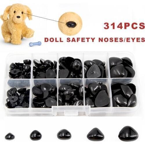 314pcs Black Plastic Triangular Safety Doll Eyeballs Nose for Toy Puppet Teddy Bear Doll Soft Stuffed Animal Amigurumi DIY Craft
