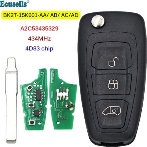 3B Car Remote Key 434MHz 4D83 Chip for Ford Transit Connect Transit Custom 2012-2016 BK2T-15K601-AA/AB/AC/AD A2C53435329 HU101