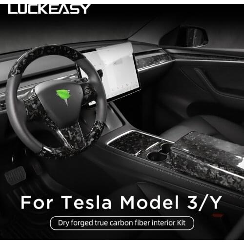 3K240g for Tesla Model 3 Model Y carbon fiber interior modification kit model3 2021 car steering wheel center control decoration