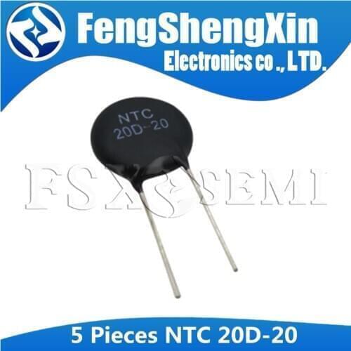 5pcs NTC Thermistor Resistor NTC 20D-20 Thermal Resistor 11mm 20Ω 20E 20R