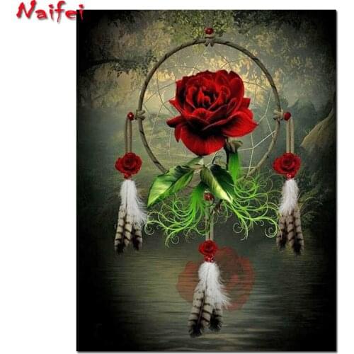 Diamond Embroidery Rose Dreamcatcher Diamond Painting Flower Cross Stitch Full Square Round Rhinestones Pictures Home Decor