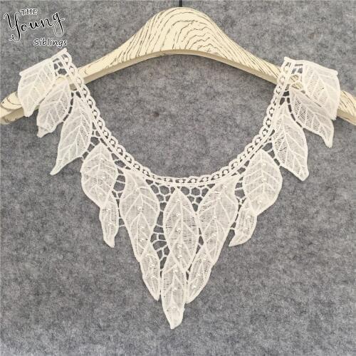 White Embroidery Applique Lace Neckline ABS pearl Sewing Lace Collar DIY Fabric Clothing Supplies Accessories Scrapbooking