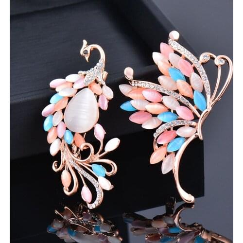 KIOOZOL Exquisite Charm Colorful OPAL Butterfly Brooch For Women Animal Style Vintage Jewelry Accessories 018 KO3