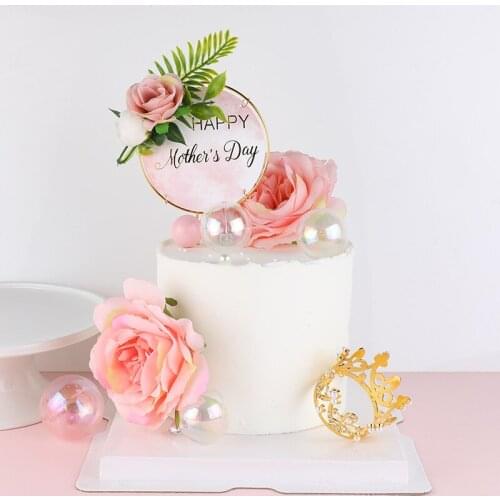 Flower Happy Birthday Cake Topper Mothers Day Kids Birthday Cake Decoration Candy Bar Supplies Baby Shower Cupcake Toppers