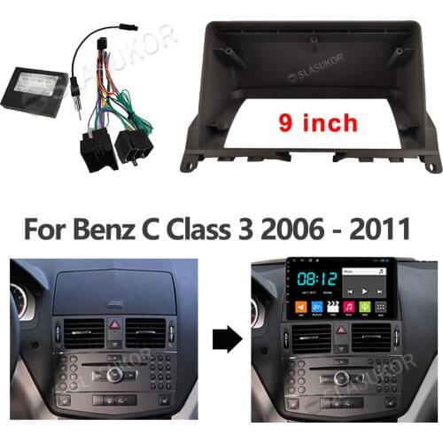 For Mercedes Benz C Class 3 W204 S204 2006 - 2011 Wires Board Control CANBUS Work Stereo Panel Dash Installation DVD Frame 2din