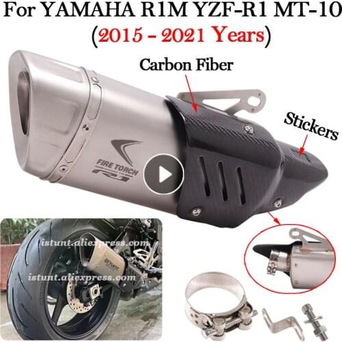 For YAMAHA YZF R1 R1M MT10 2015 16 17 18 19 2020 2021 Motorcycle Exhaust Muffler Escape Moto Modified Carbon Fiber Heat Shield