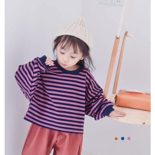 2019 Spring Summer Baby Girl T Shirt Korean New Kids Long Sleeve Striped Tee Shirt Toddler Loose Top Tees Fashion Baby Clothes
