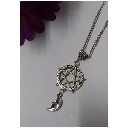Hot Sell! Fast shipping Pentagram Smile Moon Charm Statement Necklaces & Pendants 1pcs B310