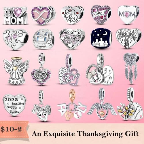 Fine Jewelry 925 Sterling Silver Sparkling Infinity Heart Dangle Charm Fit Original Pandora Beads Bracelet Jewelry Gift