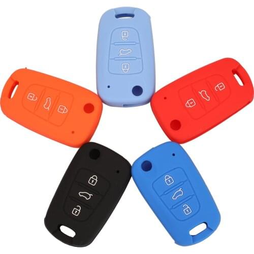 Jingyuqin New 15pcs Remote 3BTN Silicone Folding Flip Rubber Car Key Cover Case For Hyundai i20 i30 i35 iX20 iX35 Solaris Verna