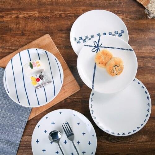 2PCS/Set Nordic Ceramic Dessert Plate 8 Inches Breakfast Plates Bread Cake Saucer Home Party Tableware Fruits Salad Dishes