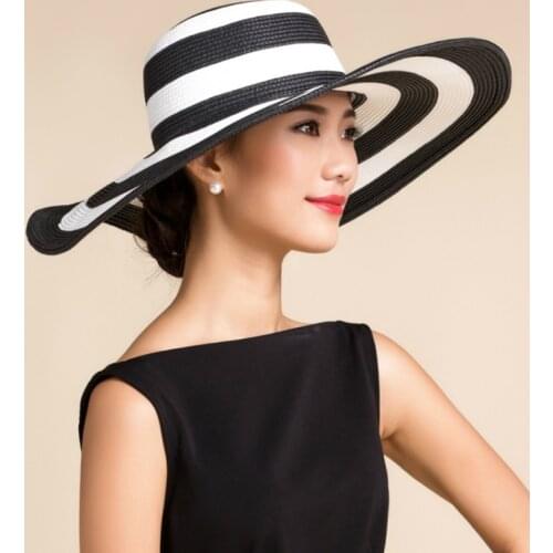 Summer Women Hats Outdoor Girl Striped Beach Hat Cap Big Brim Sunscreen Sun Hat for Woman