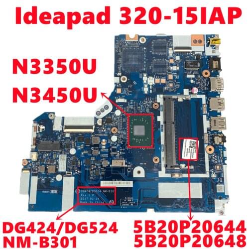 5B20P20644 5B20P20648 For Lenovo Ideapad 320-15IAP Laptop Motherboard DG424/DG524 NM-B301 With N3350U N3450U CPU Fully Tested OK