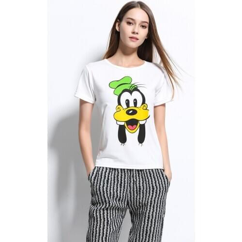 Fashion girl summer white T-shirt printed cartoon animal ducks short sleeve T