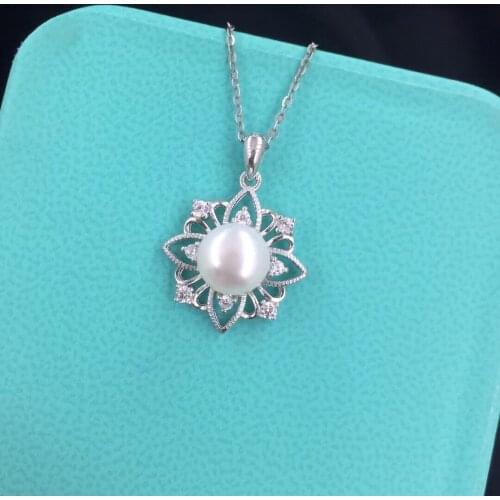 Fashionable 925 Sterling Silver Pendant Mount Base Settings Mountings Findings Parts for Pearl Crystal Jade Agate Beads Stones