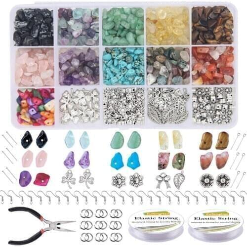Box Set Natural Stone Beads Crystal Charm Seedbeads Spacer Beads For DIY Bracelet Necklace Earring Jewelry Making Accessories