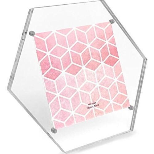 Set of 10pcs Clear Acrylic Haxagon Photo frame , Plexiglass Magnetic Picture Frame