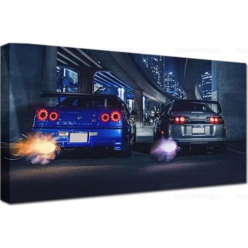 Wall art frame GTR R34 VS Supra vehicle modern canvas painting HD print for living room home decor poster