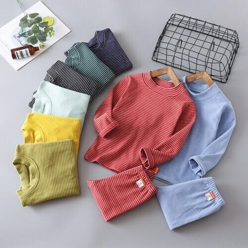Spring Fall Autumn Winter Boys Girls Pajamas Cotton Sleepwear Warm Thicken Kids Children Thermal Underwear