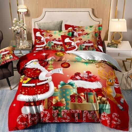 Wongs bedding red christmas Bedding Set Duvet Quilt Cover Single Double Twin Queen King Size 3pcs
