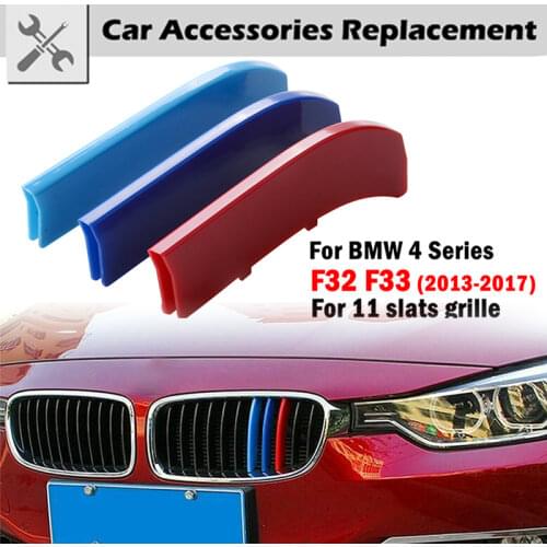 11 9 Slats Kidney Front Grill Grille Decal Stripe Cover Clip Trim For BMW F32 F33 2013-2017 M-Sport Decorative Parts
