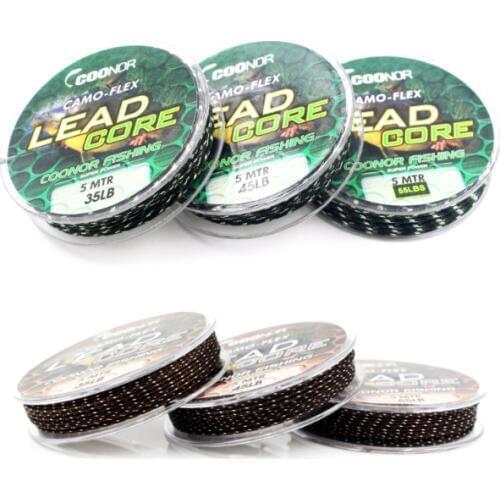 35lb 45lb 55lb Fishing Line 5m Braided Lead Core Carp Leader Line Carp Coarse Fishing Mainline for Carp Rigs Fishing Tackles