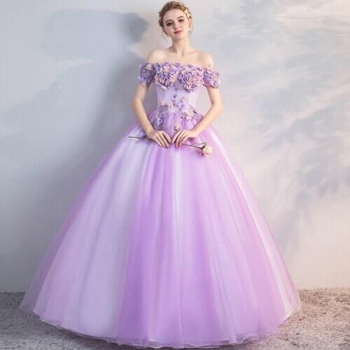 Off The Shoulder Light Purple Applique Quinceanera Dresses Lavendar Color Dress Puffy Dresses For Prom Vestido De Festa De 16
