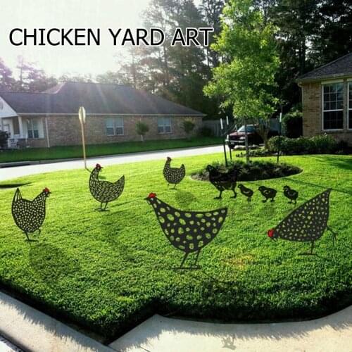 Gardening Ornaments Chicken Acrylic Hollow Yard Art Outdoor Garden Backyard Lawn Stakes Decoration Gift