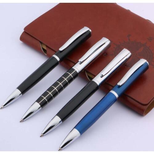 Silver Accessories Ballpoint Pen black BLUE 051 square metal School Student Office Gifts Stationery