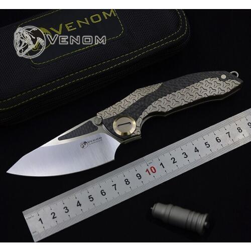 VENOM ARMOR folding knife M390 blade titanium outdoor camping hunting survival pocket kitchen fruit knife EDC tool knives
