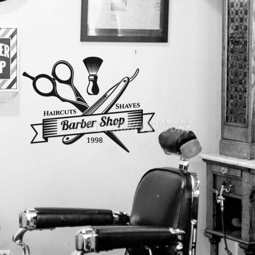 Hair Stylish Decal Barber Shop Scissors Decor Hair Nail Salon Signboard Vinyl Wall Art Sticker
