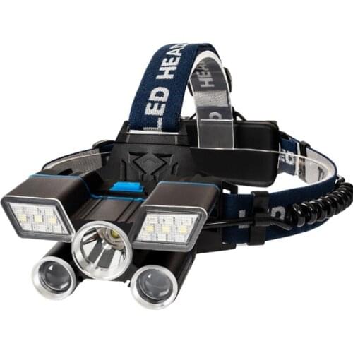 Super Bright LED Headlamp USB rechargeable Multifunctional waterproof red and blue warning light For fishing hunting