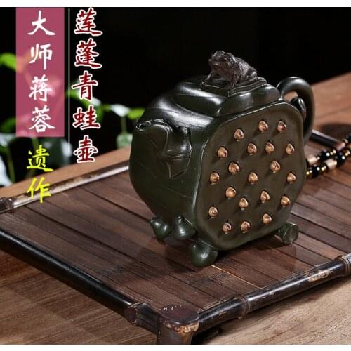 Raw Ore Famous Pure Full Manual Green Mud Seedpod Of The Lotus Frog Kettle Jiang Rongkuan Old Kettle