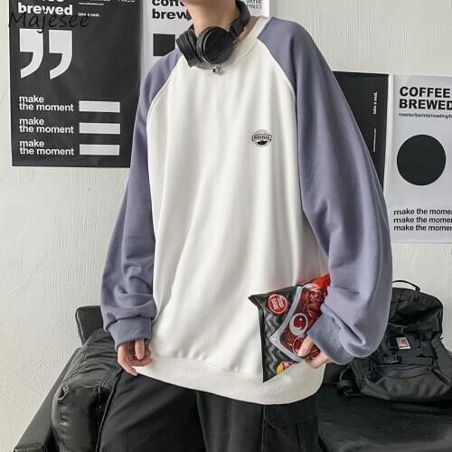 Men Harajuku Hoodies Sweatshirts No Hat Oversize 3XL Hip Hop Patchwork Printed Autumn Basic Couple Clothes All-match Streetwear