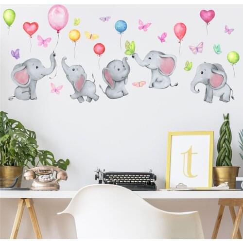 Creative Elephant Balloon Butterfly DIY Wall Stickers Vinyl DIY for Living Room Bedroom Mural Fridge Home Decor Art Poster