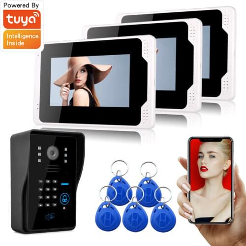 7inch WIFI/Wired Video Doorbell Intercom for home with 1080P Camera Night Vision Device RFID Password Unlock