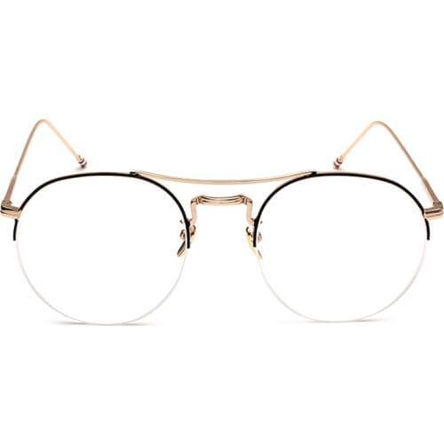 Vintage Men Women Round Eyeglass Frame Half Rim Glasses Lens Spectacles Eyewear Black,Pink,Gold,Silver