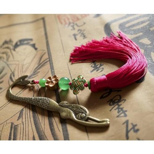 Mermaid Ethnic jewelry long pink tassel hair accessories,antique copper peach wood vintage cloisonne hair pin