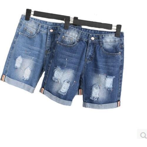 New Women Clothing Ripped Holes Denim Shorts With Pockets Harajuku Summer Ropa Mujer Slim Short Pants Feminino Casual Jeans D26