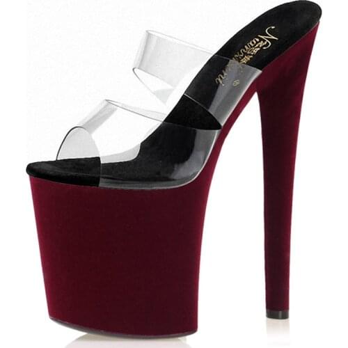 Mclubgirl 20CM Sandals Suede Plus Size Sexy Pole Dance High Heels Nightclub Model Catwalk Platform Shoes Sandals Women LYP