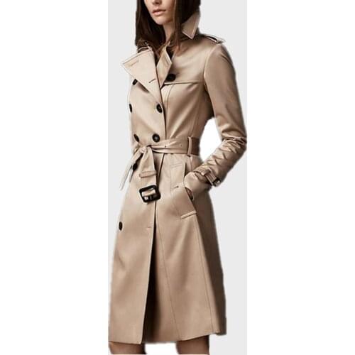 Lisa Colly Women Autumn Coat Overcoat New Double-Breasted Slim Trench Coat Fashion Long Windbreaker Women Business Outerwear