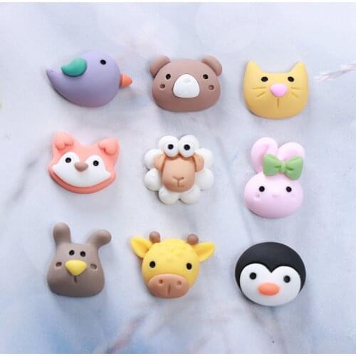 10Pcs/lot Kawaii Cute Animals Flatback Resin Cabochon Scrapbooking Craft Mini Cat Sheep Bear Dog DIY Hair Decoration Accessories